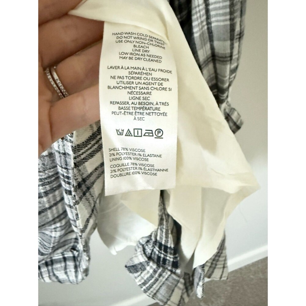NWT Pilcro Anthropologie Keira Long Sleeve Black & White Plaid Shirt Dress - 2X - Picture 9 of 9